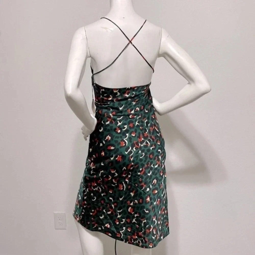 Superdown Green Leopard Paloma Cowl Back Slip Dress